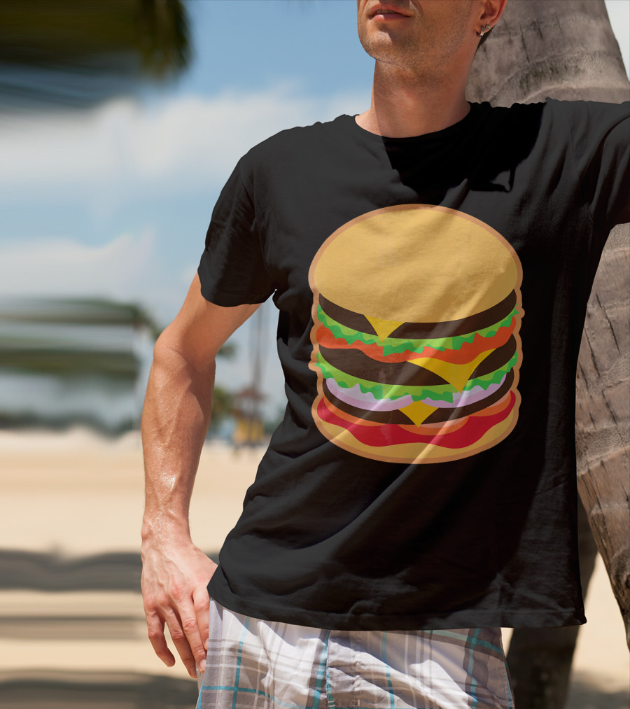 Funny Hamburger Barbecue BBQ Griller Double Cheeseburger T-Shirt