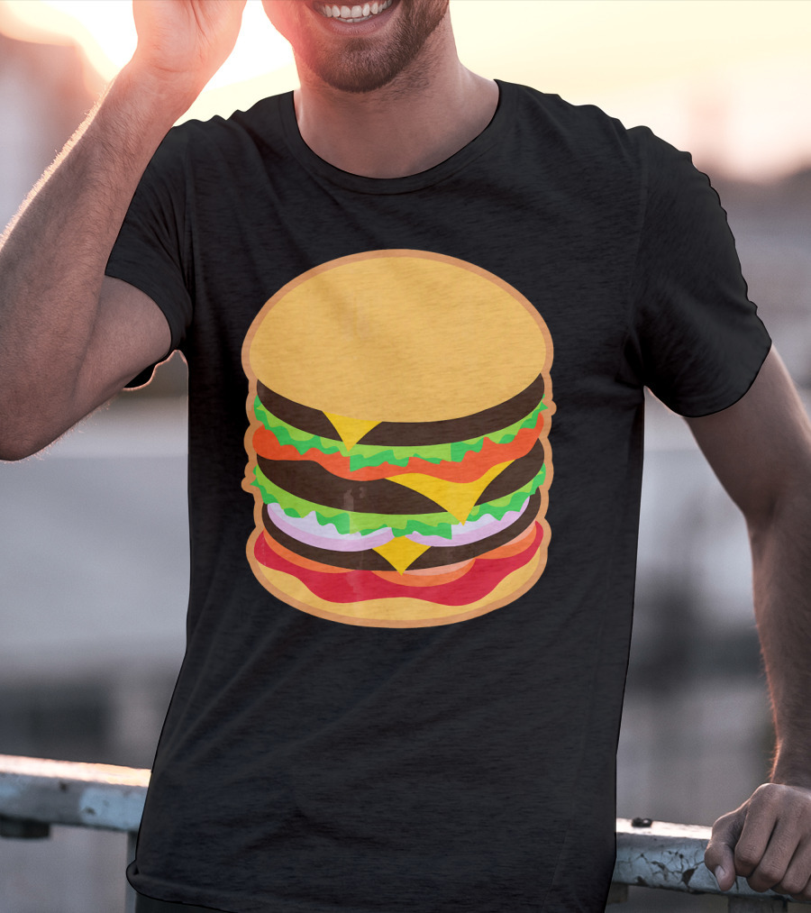Funny Hamburger Barbecue BBQ Griller Double Cheeseburger T-Shirt