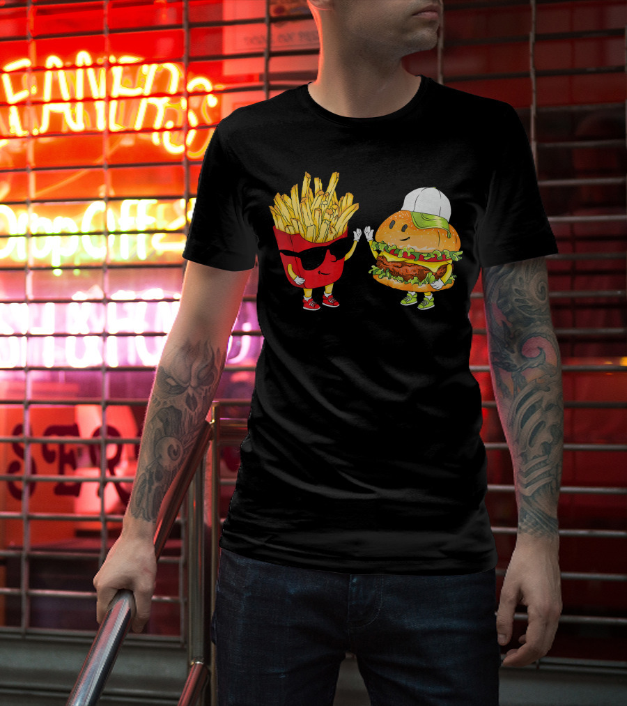 Hamburger Fries High Five Cool Fun Combo T-Shirt