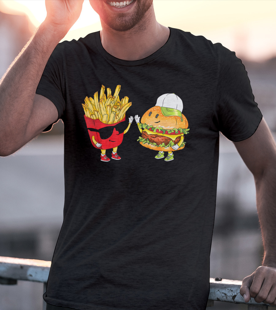 Hamburger Fries High Five Cool Fun Combo T-Shirt