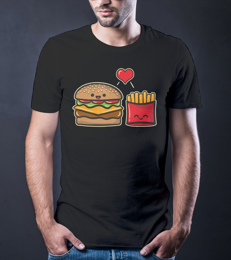 Burger And Fries Love Food T-Shirt