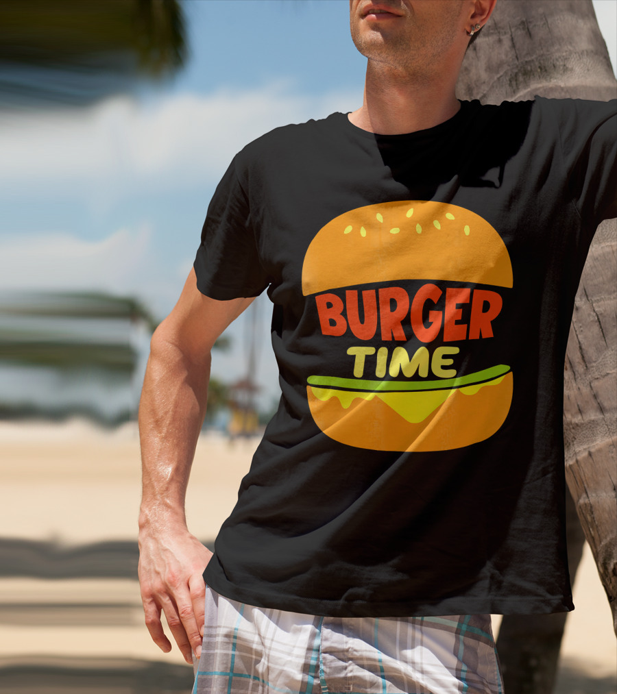 Burger Time Cheeseburger Icon Text T-Shirt