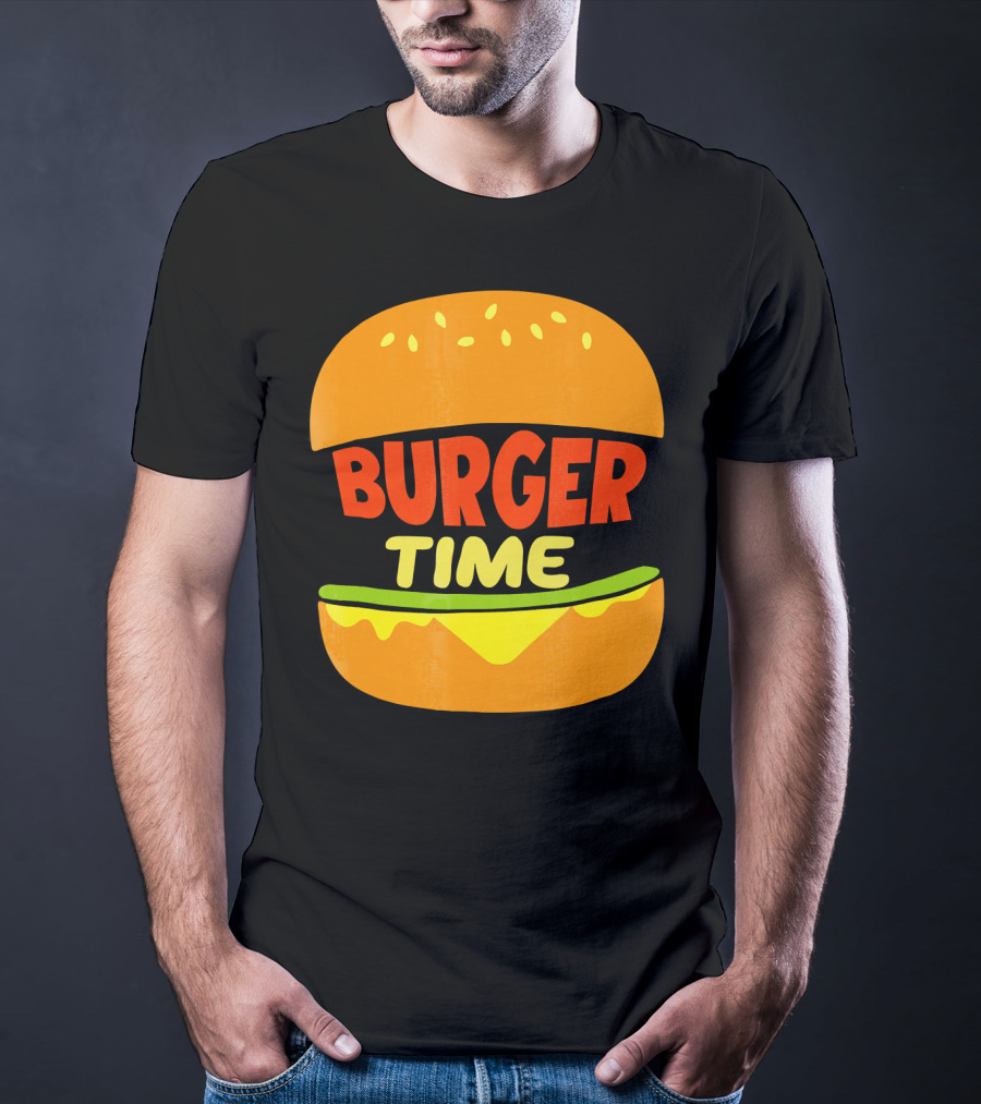 Burger Time Cheeseburger Icon Text T-Shirt