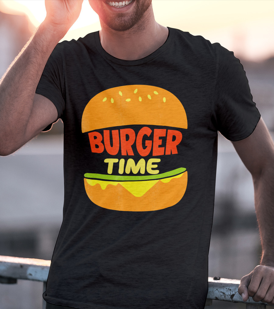 Burger Time Cheeseburger Icon Text T-Shirt