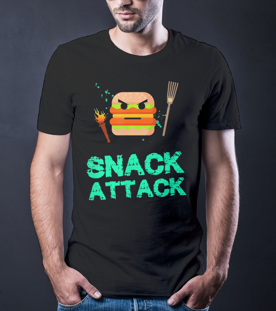 Snack Attack Burger Funny Food Snacks T-Shirt