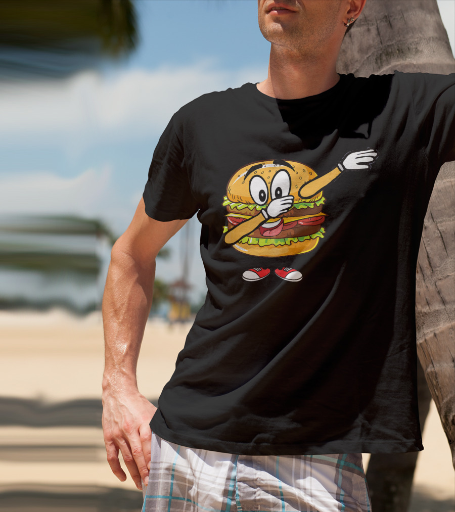 Dabbing Cheeseburger Funny Hamburger Comic Pose T-Shirt
