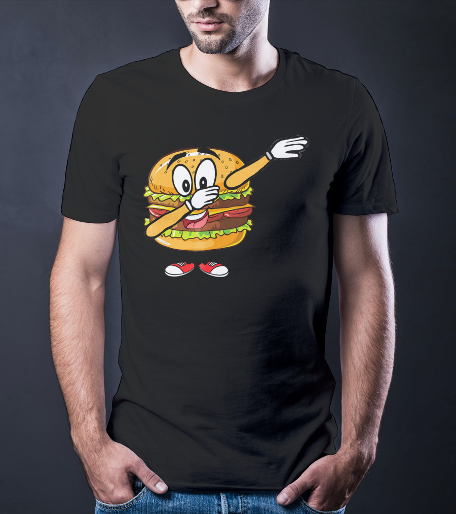 Dabbing Cheeseburger Funny Hamburger Comic Pose T-Shirt