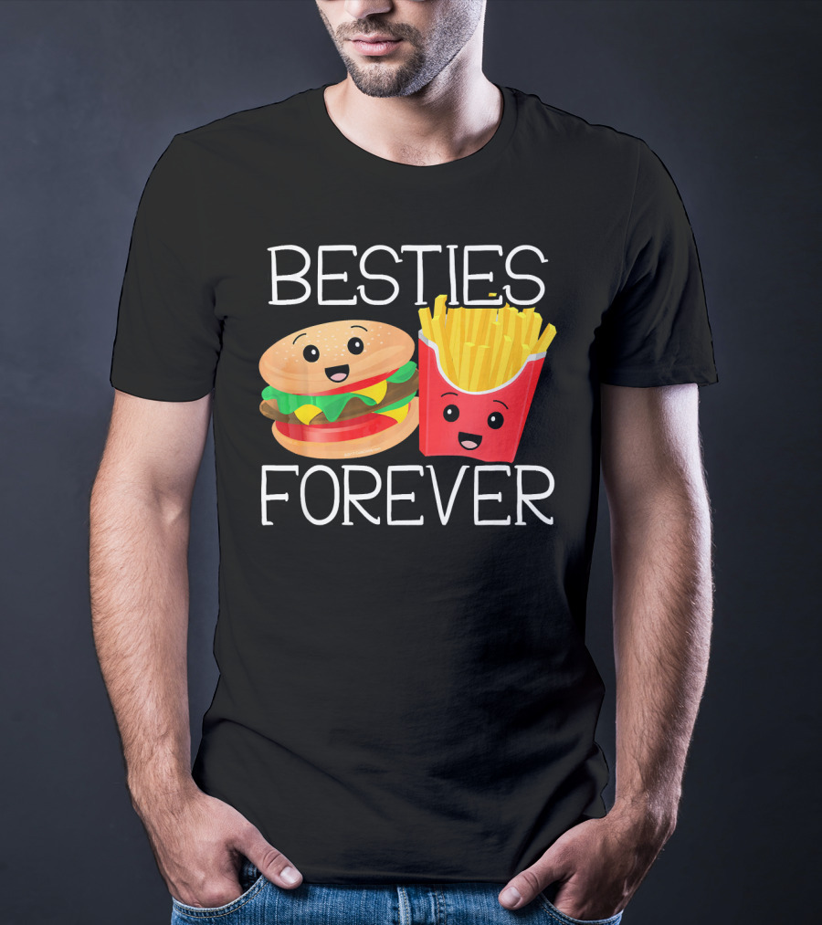 Besties Forever Smiling Hamburger And French Fries Duo T-Shirt