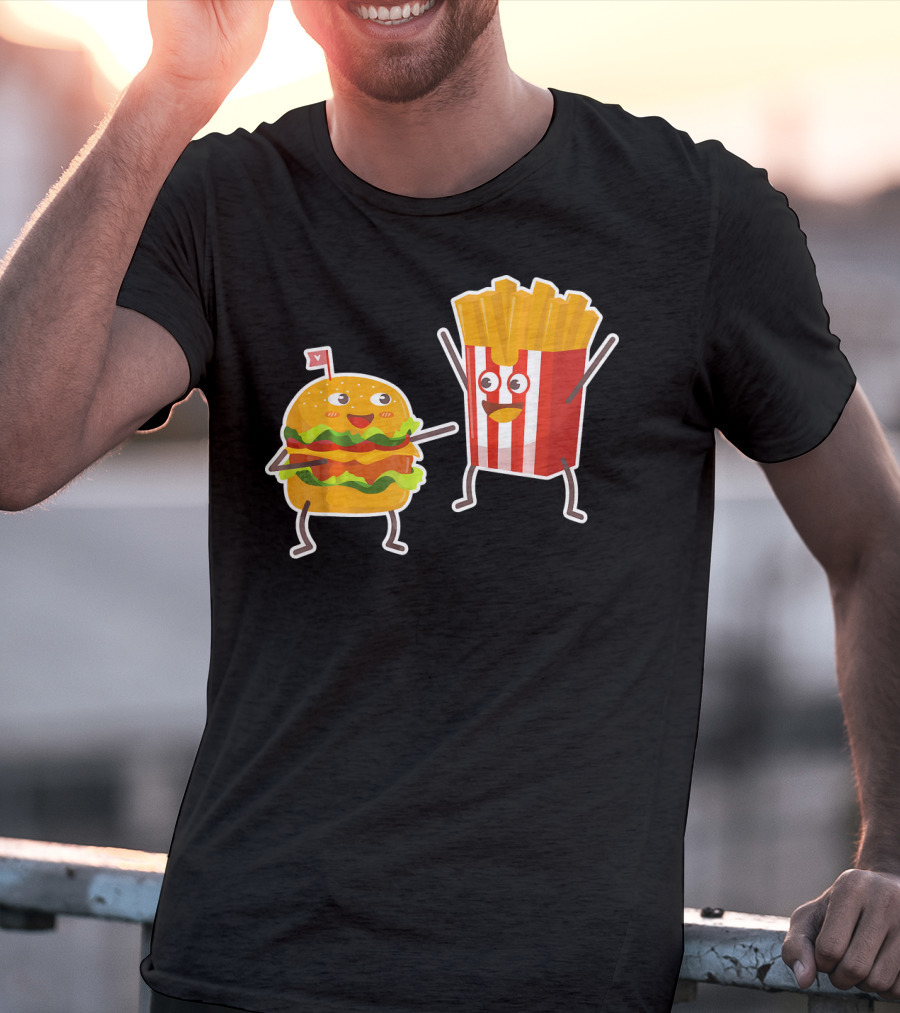 Hamburger And French Fries Happy Dance Duo T-Shirt