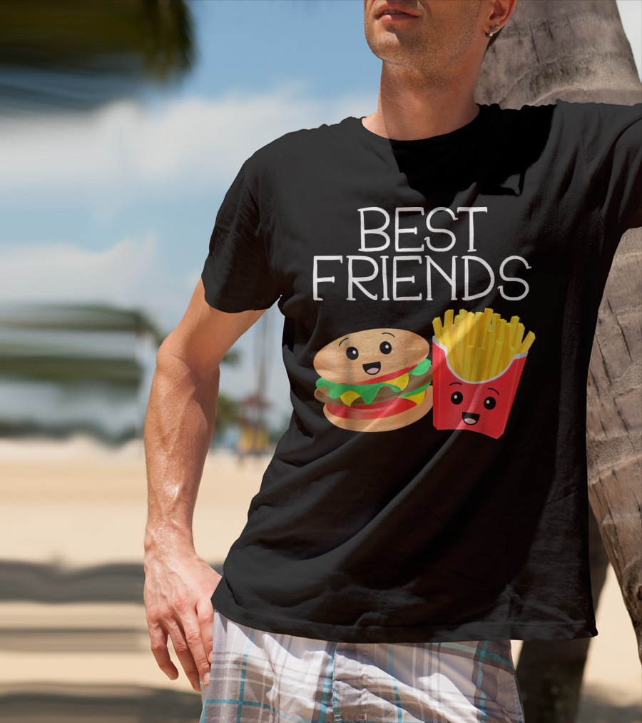 Best Friends Burger And French Fries Happy Faces T-Shirt