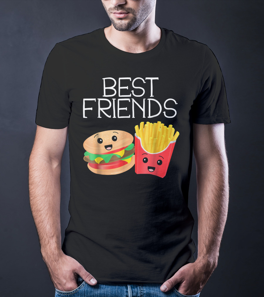 Best Friends Burger And French Fries Happy Faces T-Shirt