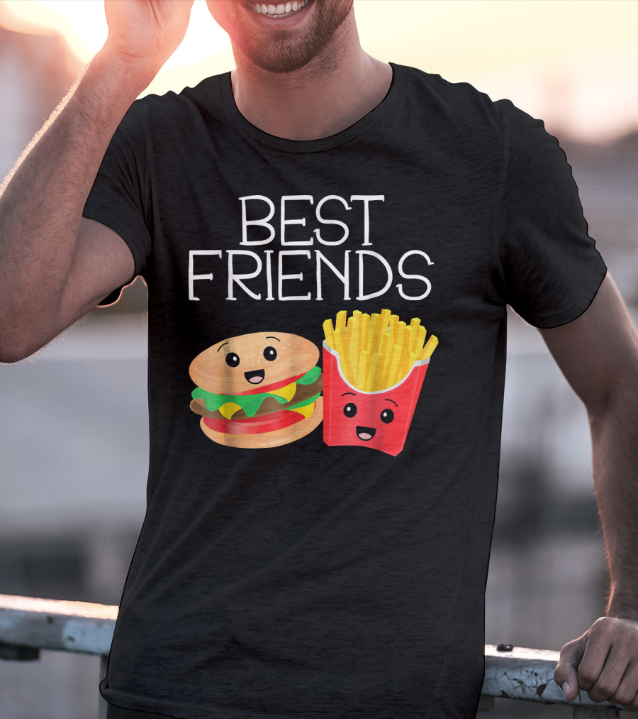 Best Friends Burger And French Fries Happy Faces T-Shirt