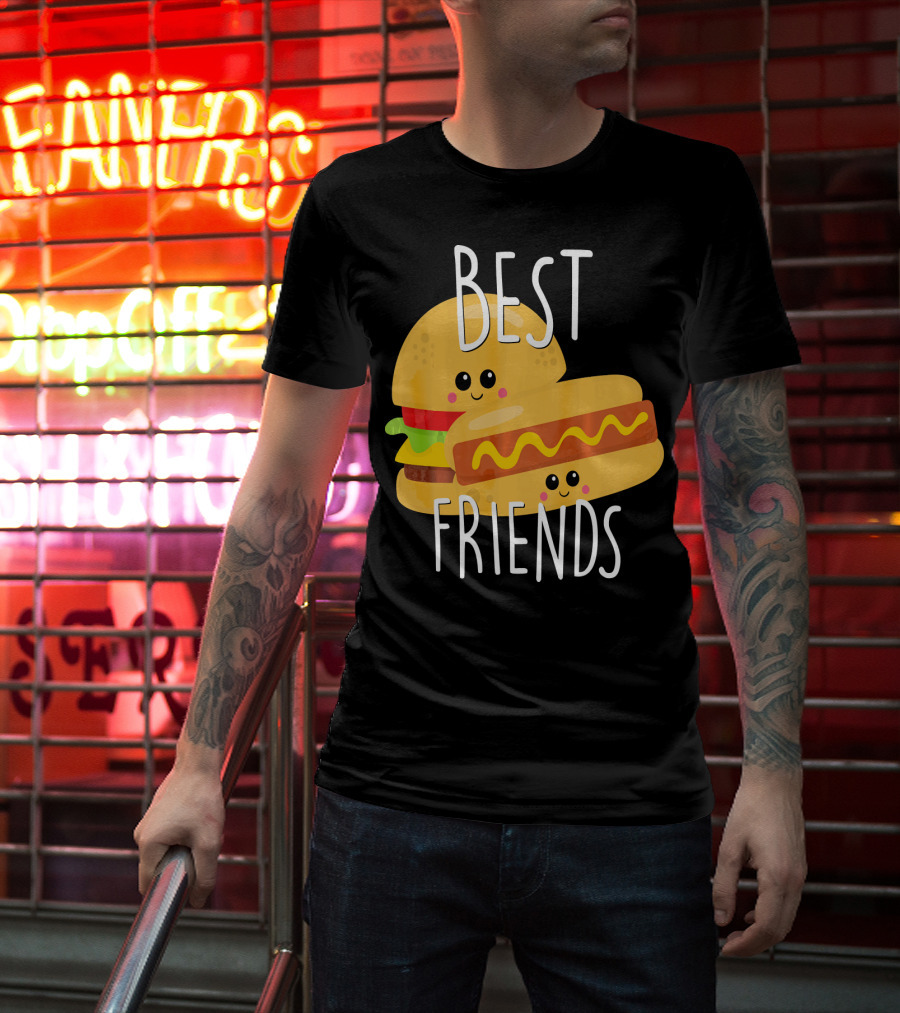 Best Friends Hot Dog And Burger Matching Duo T-Shirt