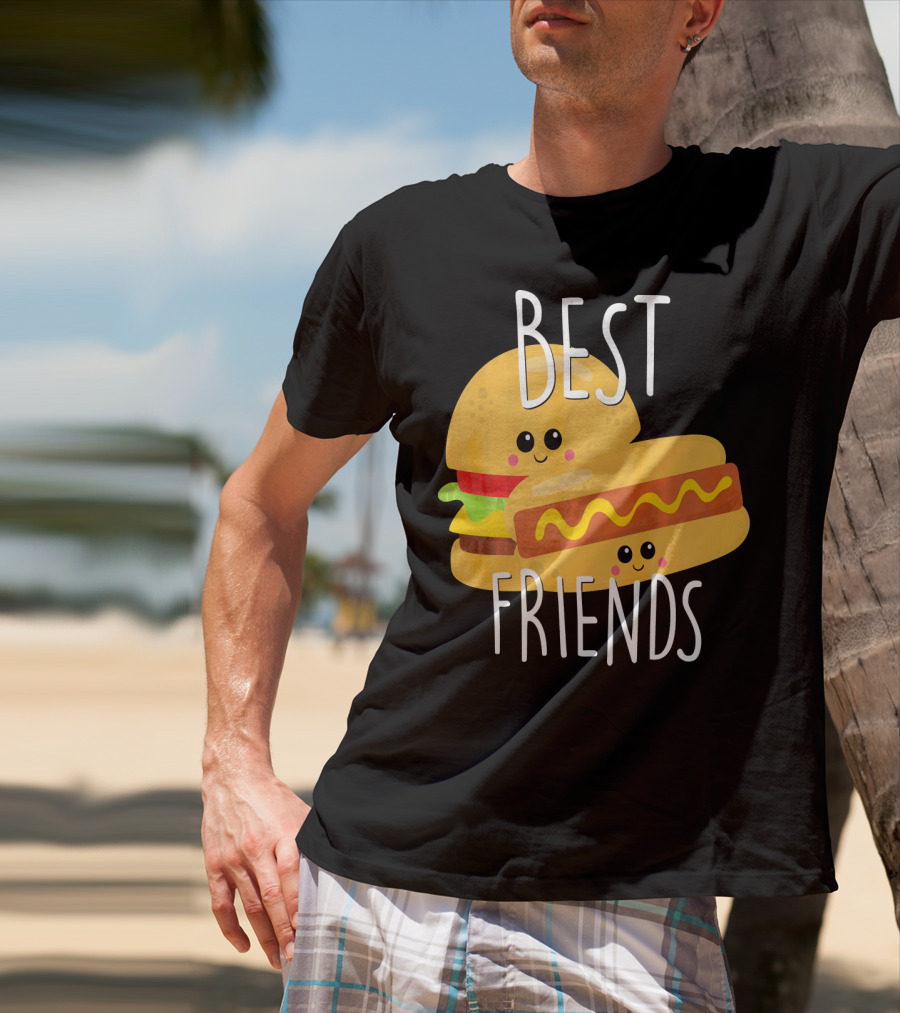 Best Friends Hot Dog And Burger Matching Duo T-Shirt