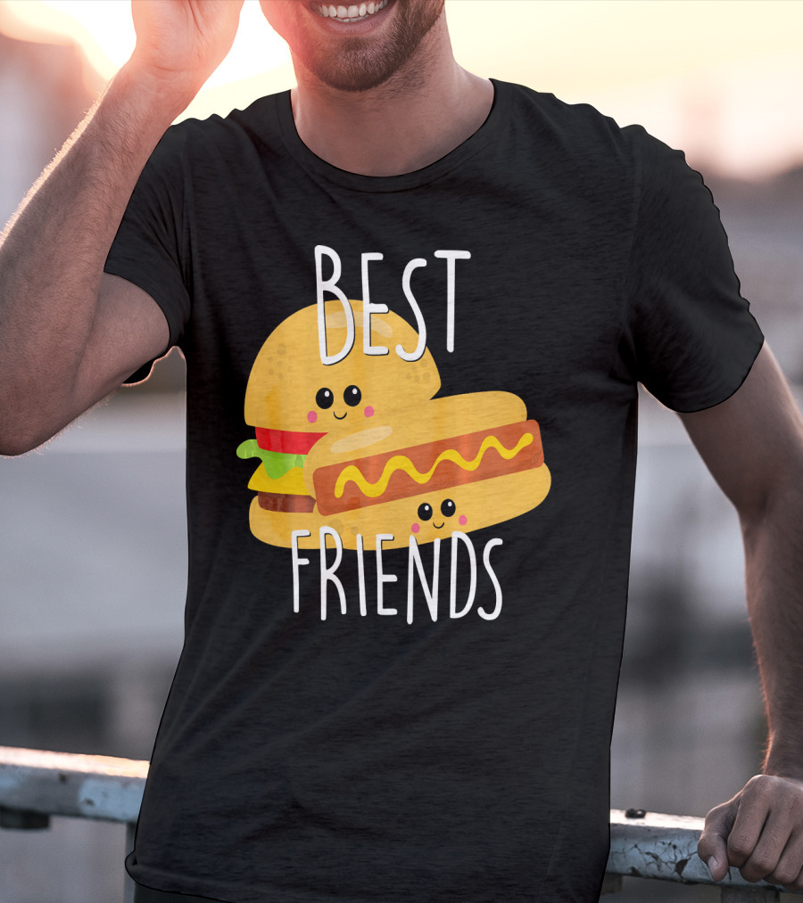 Best Friends Hot Dog And Burger Matching Duo T-Shirt