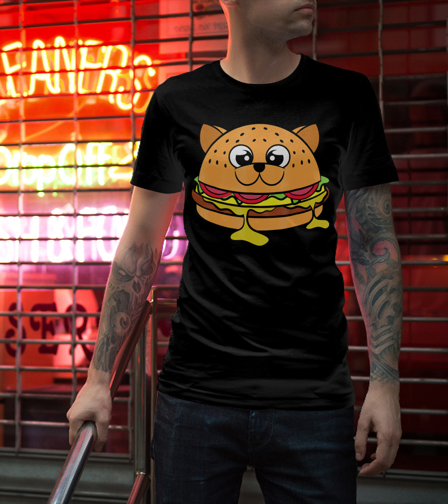 Funny Cheeseburger Cat Kitten Fastfood Burger T-Shirt