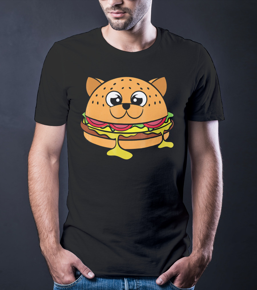 Funny Cheeseburger Cat Kitten Fastfood Burger T-Shirt