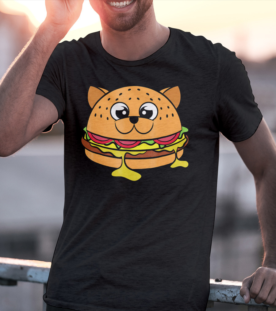 Funny Cheeseburger Cat Kitten Fastfood Burger T-Shirt