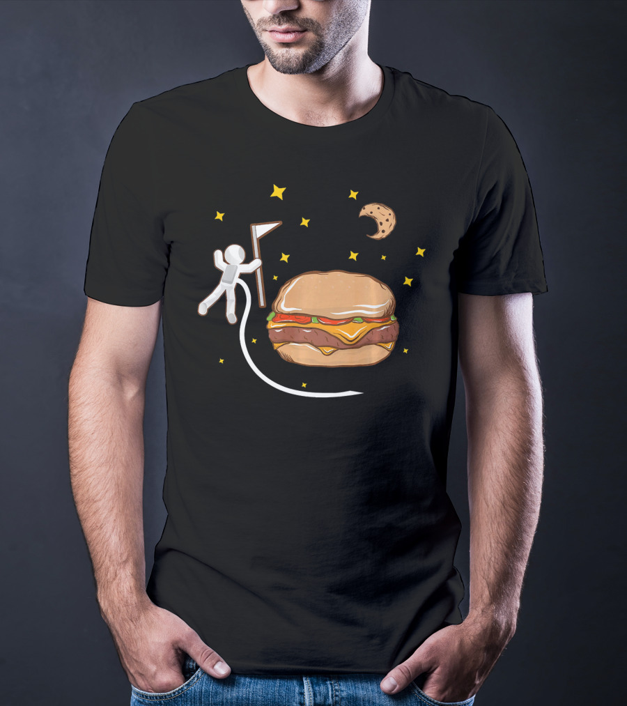 Astronaut Spacewalk Cheeseburger Adventure Moon Cookie T-Shirt