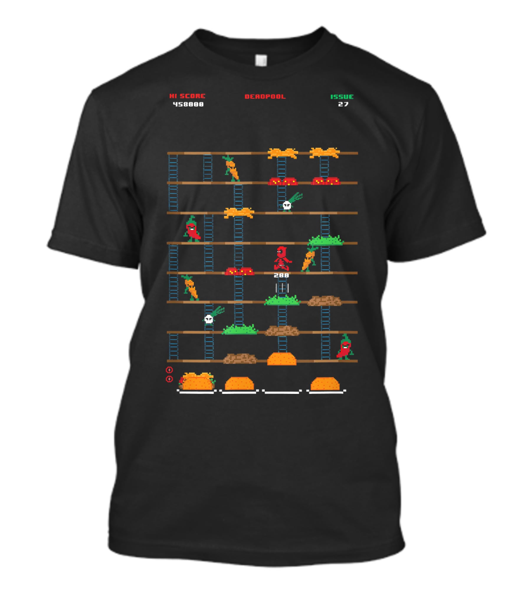 Marvel Deadpool Retro Gaming High Score Issue 27 Burger Time T-Shirt