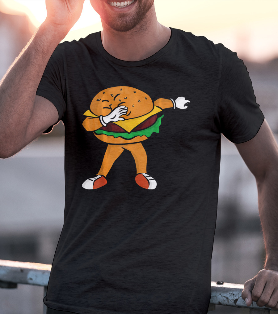 Dabbing Cheeseburger Character Dance T-Shirt