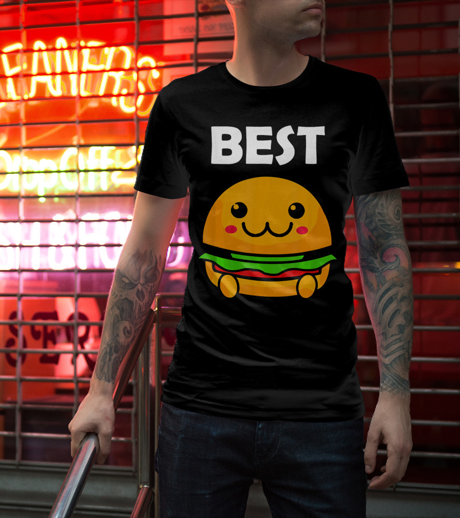 Burger Matching Fries Best Friend Novelty Best Cute Kawaii Face T-Shirt