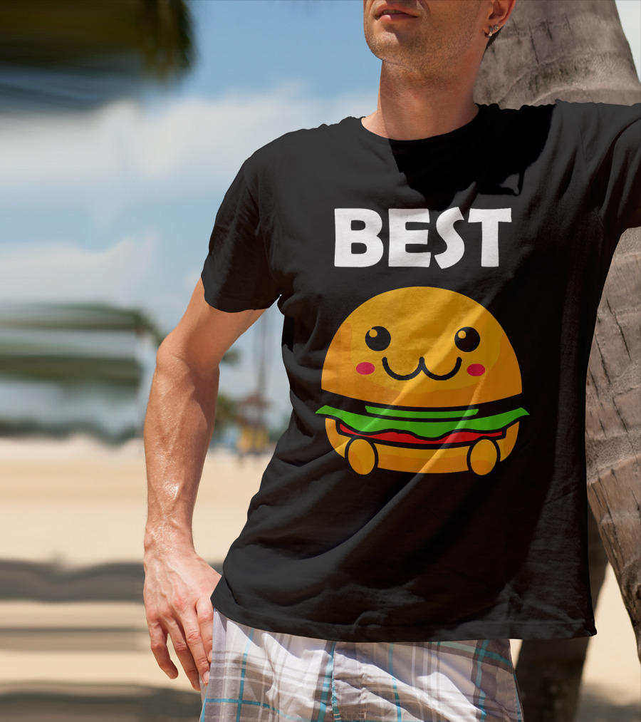 Burger Matching Fries Best Friend Novelty Best Cute Kawaii Face T-Shirt