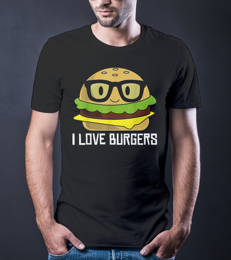 I Love Burgers Cheeseburger Glasses Cute Hamb T-Shirt