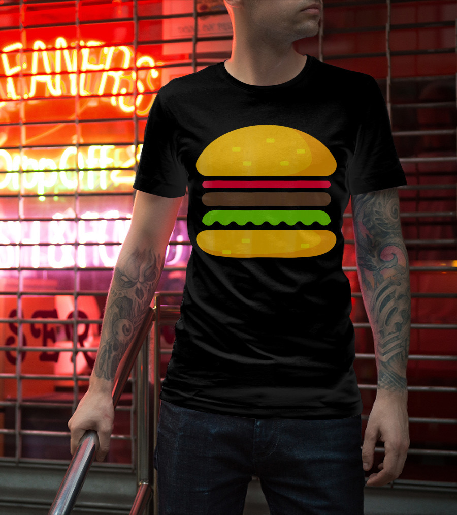 Minimalist Hamburger Layers Striped T-Shirt