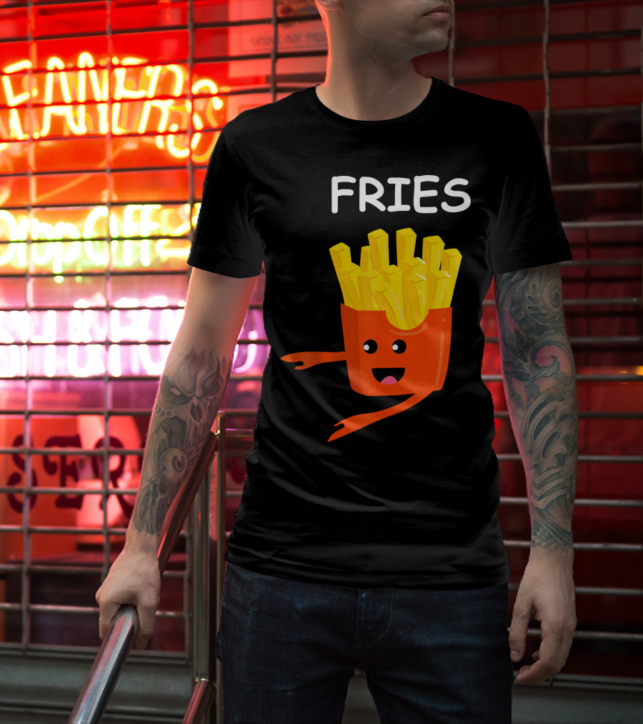 Funny Burger FRIES Matching Couples Vale Playful Cartoon T-Shirt