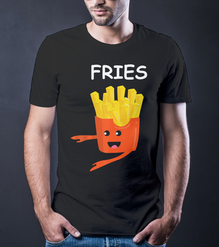 Funny Burger FRIES Matching Couples Vale Playful Cartoon T-Shirt