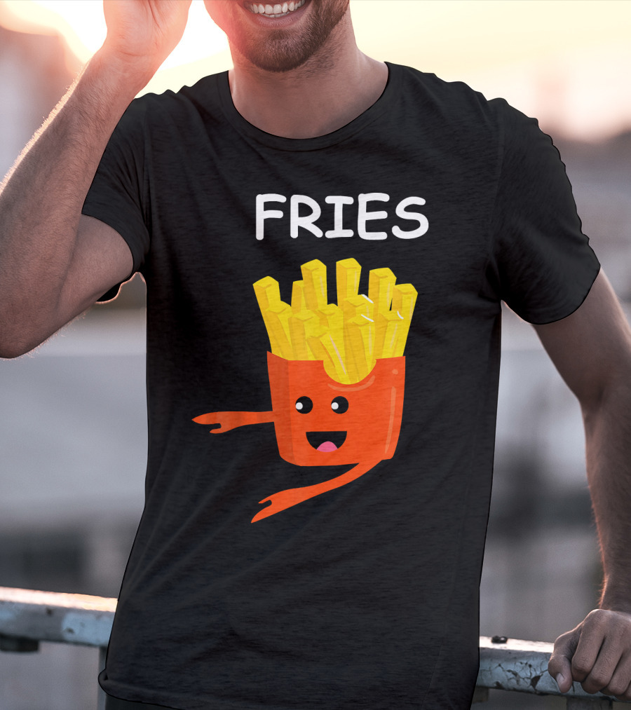 Funny Burger FRIES Matching Couples Vale Playful Cartoon T-Shirt
