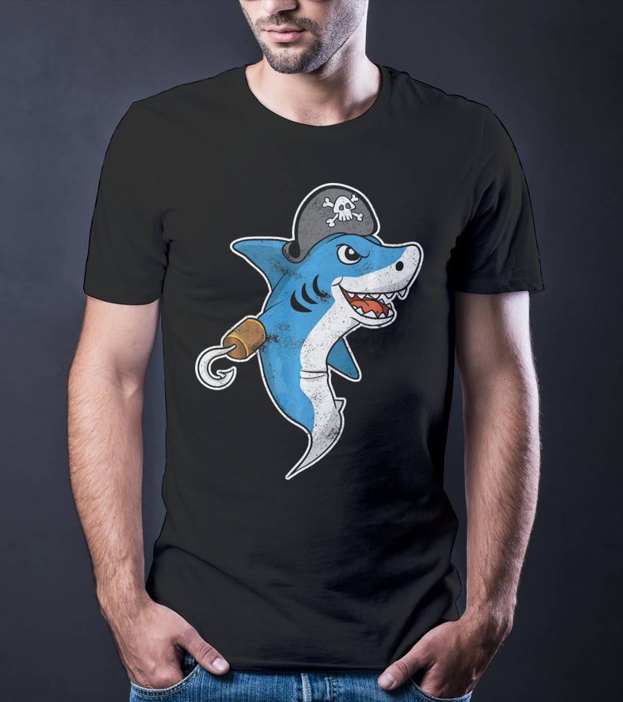 Pirate Shark With Hook And Pirate Hat T-Shirt