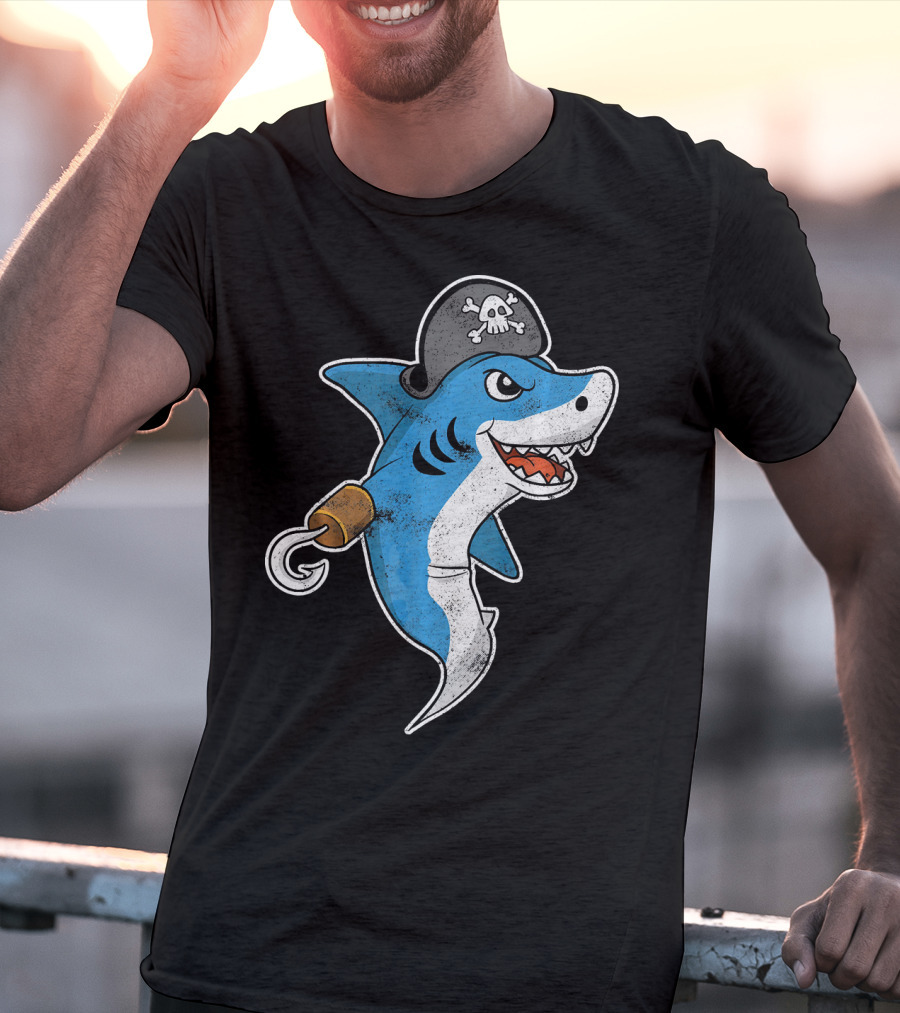 Pirate Shark With Hook And Pirate Hat T-Shirt