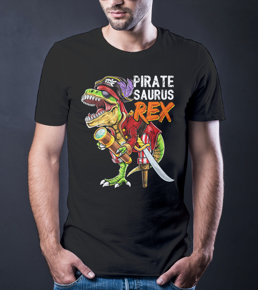 Pirate Saurus Rex Dinosaur Pirate Hat T-Shirt