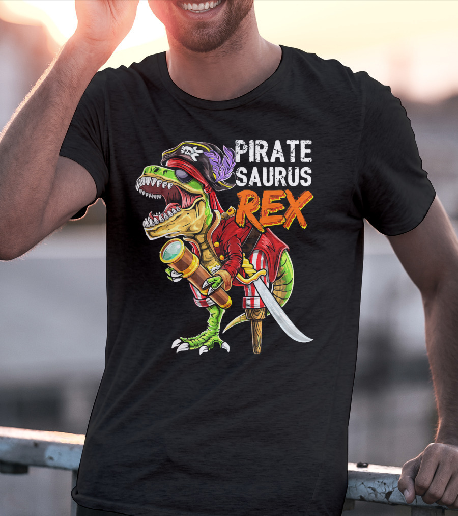 Pirate Saurus Rex Dinosaur Pirate Hat T-Shirt