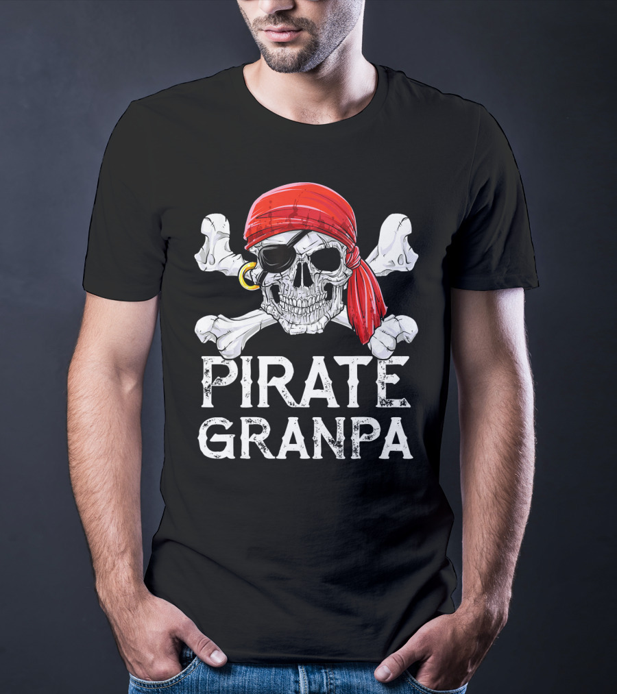 Pirate Granpa Jolly Roger Skull And Crossbones T-Shirt