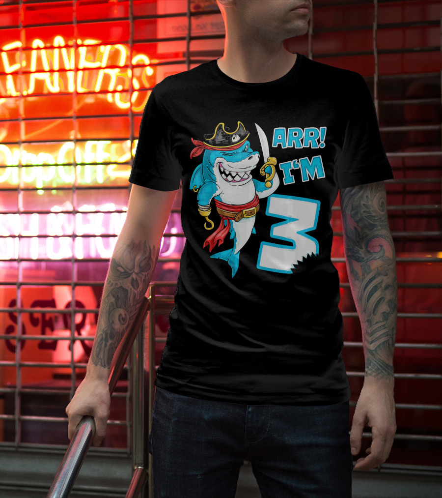 ARR I'm 3 Pirate Shark 3rd Birthday T-Shirt