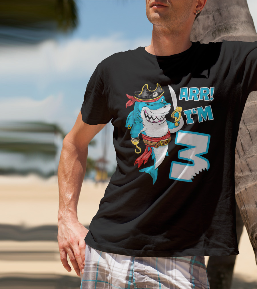 ARR I'm 3 Pirate Shark 3rd Birthday T-Shirt