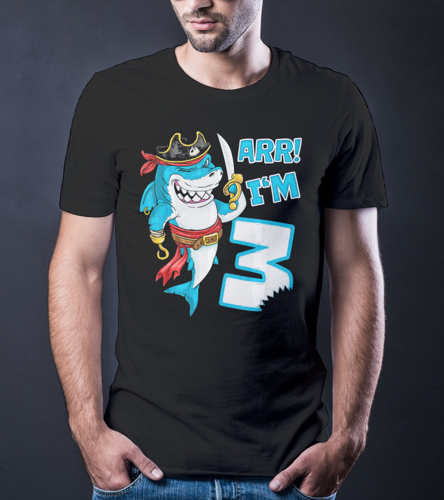 ARR I'm 3 Pirate Shark 3rd Birthday T-Shirt