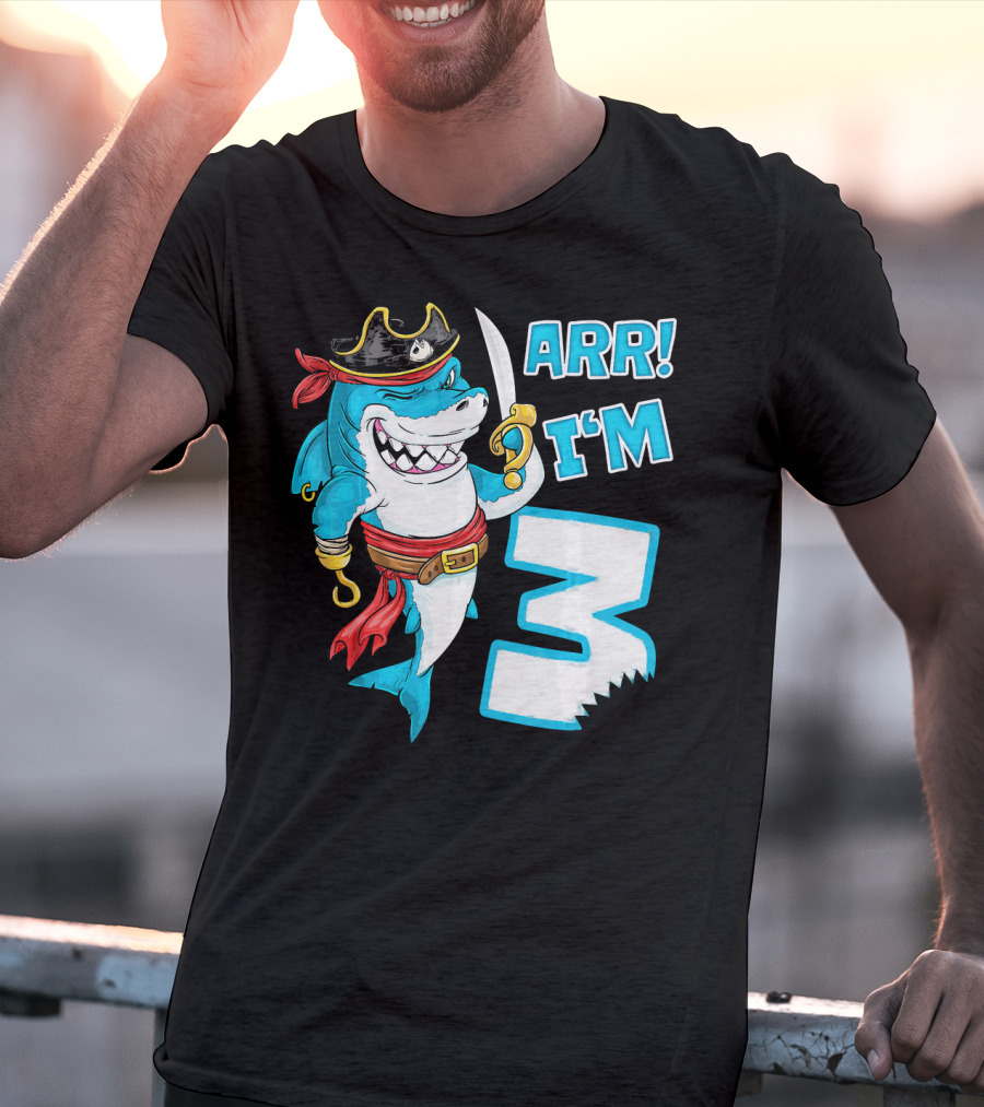 ARR I'm 3 Pirate Shark 3rd Birthday T-Shirt