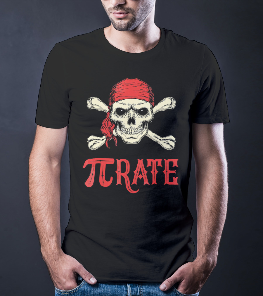 Pi Pirate Skull And Crossbones Captain T-Shirt