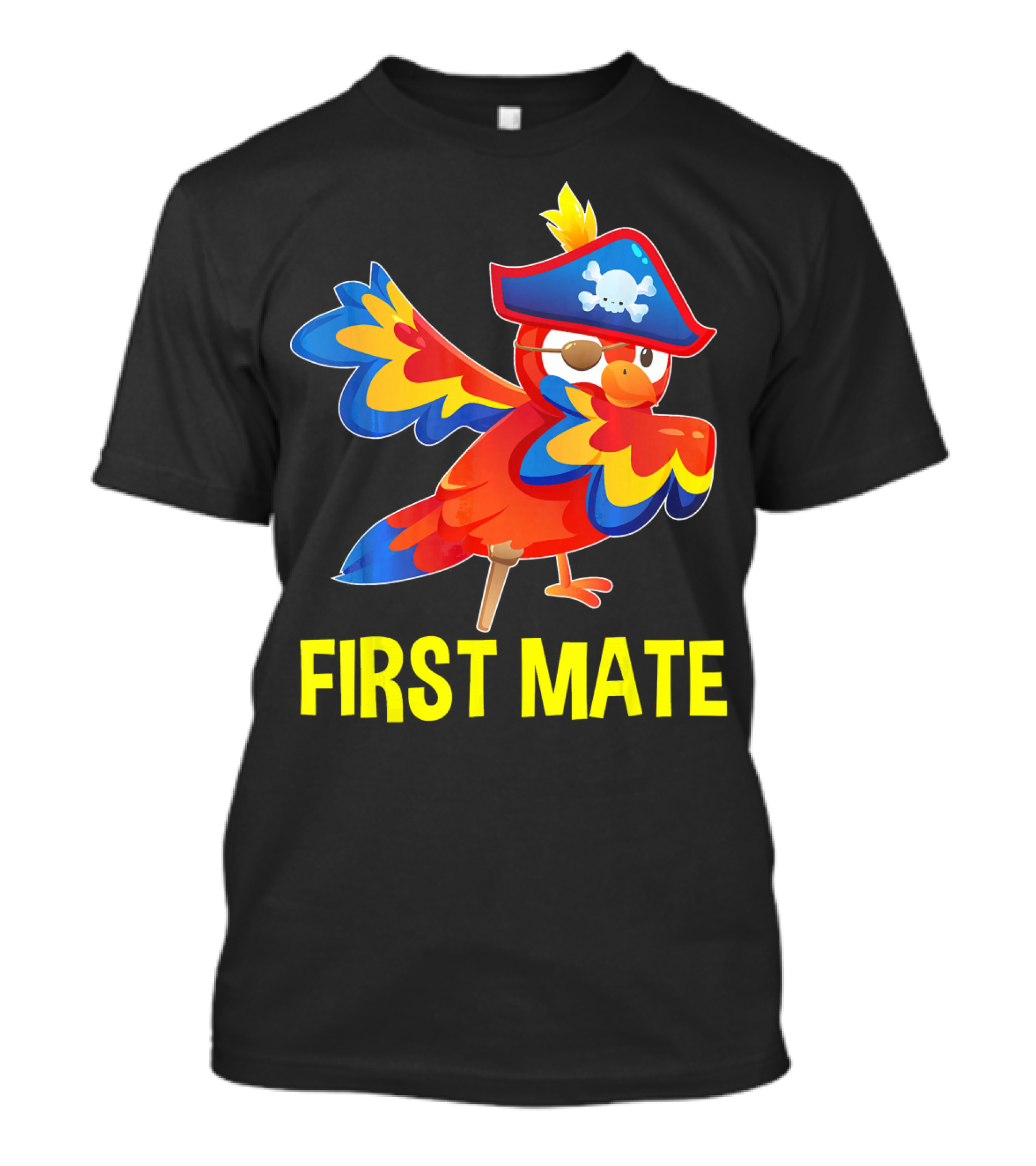 First Mate Parrot With Pirate Hat And Patch T-Shirt