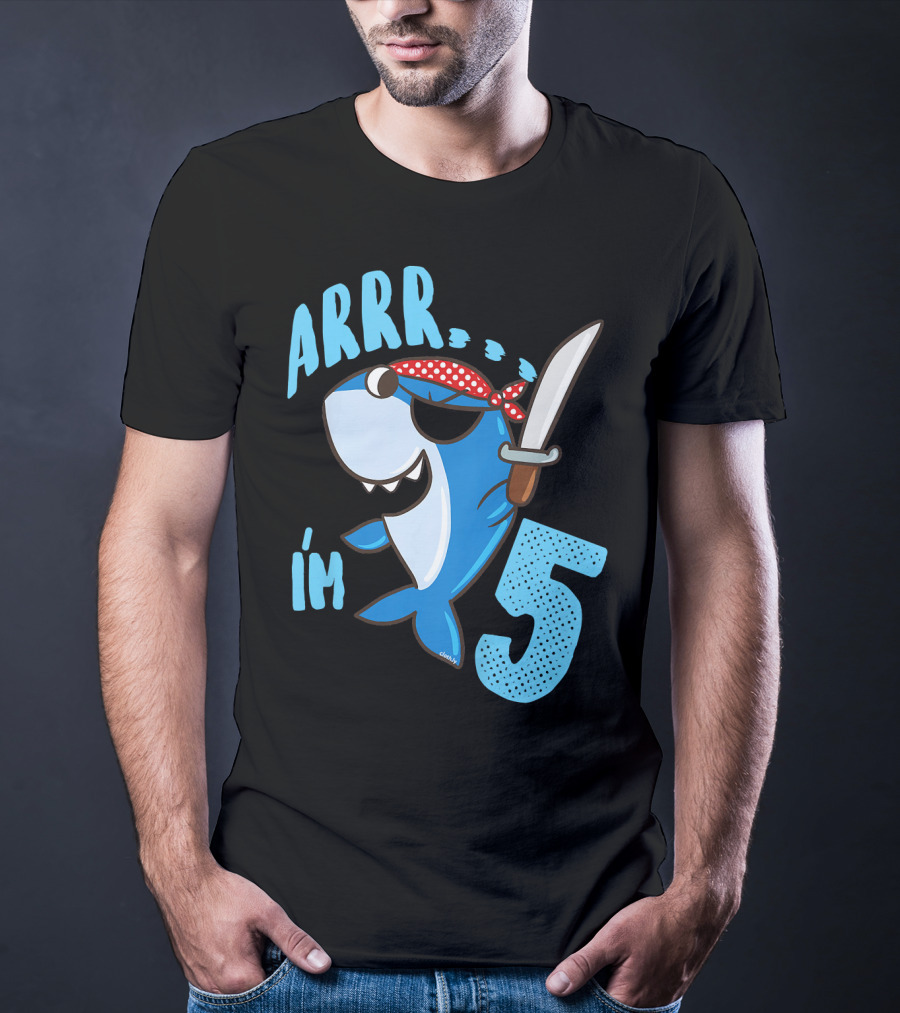 ARRR I'm 5 Boys Shark Pirate Birthday Idea T-Shirt
