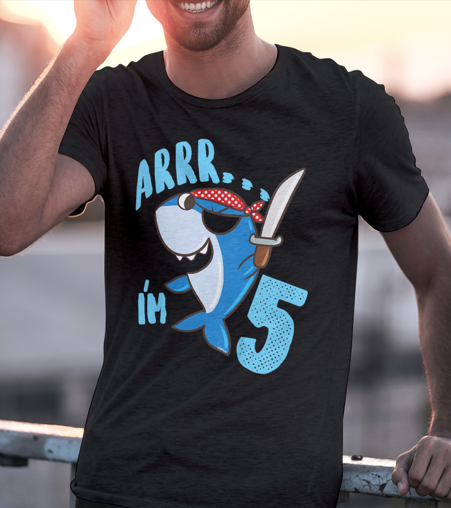 ARRR I'm 5 Boys Shark Pirate Birthday Idea T-Shirt