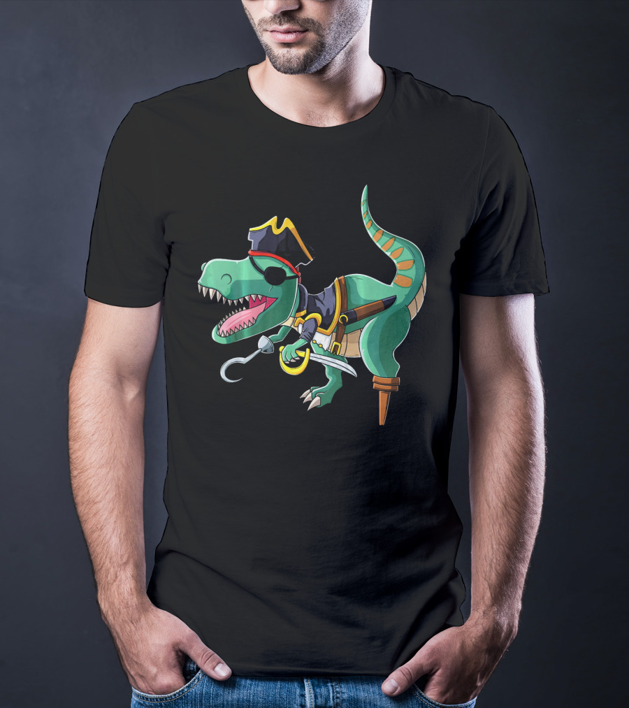 Pirate Rex Dinosaur With Hook And Peg Leg T-Shirt