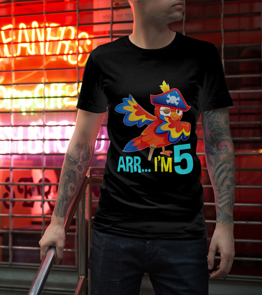 Arr I'm 5 Dabbing Parrot Pirate Kids T-Shirt