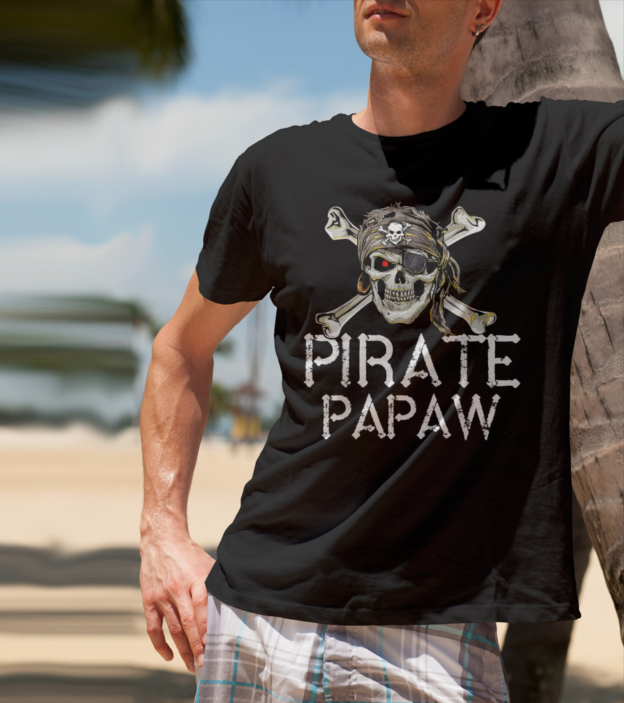 Pirate Papaw Skull Crossbones Eyepatch Bandana T-Shirt