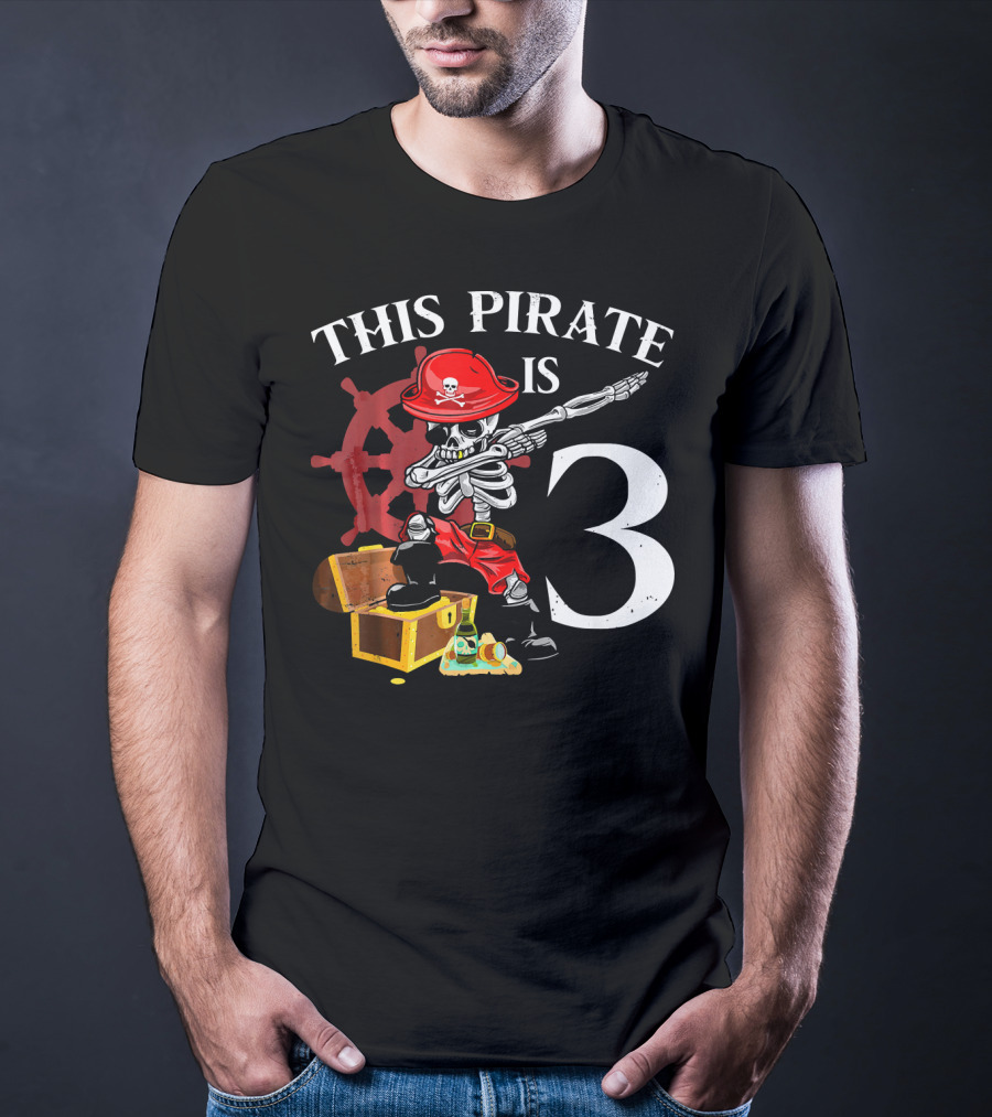 This Pirate Is 3 Funny Dabbing Pirate Birthday T-Shirt
