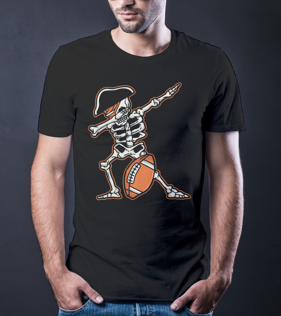 Dabbing Skeleton Pirate With Football Cool T-Shirt